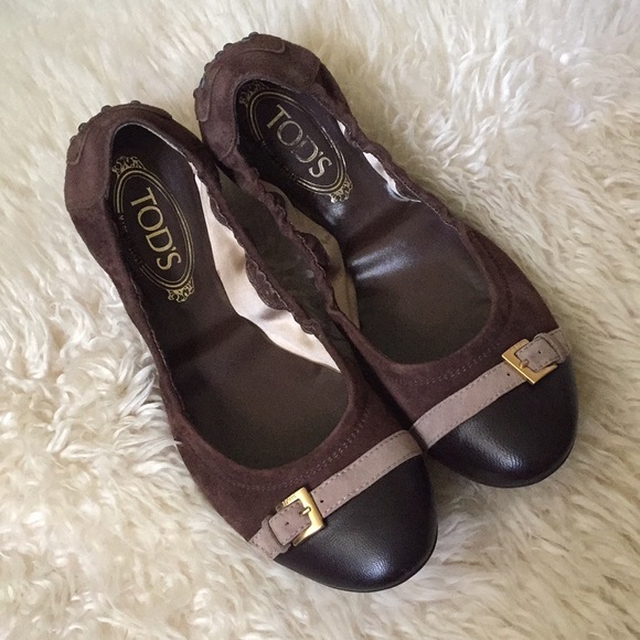 TOD'S Dee Fibbietta Suede Ballerina Flats - Picture 1 of 13